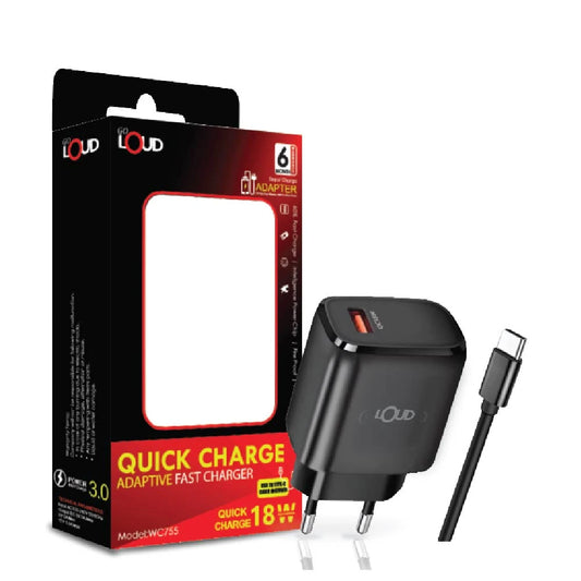 18W ADAPTIVE FAST WALL CHARGER WITH TYPE-C CABLE